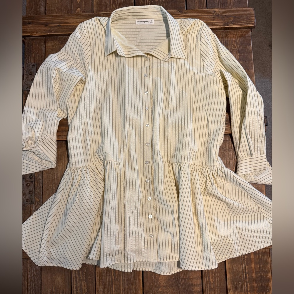 Striped Cream Shirt Dress